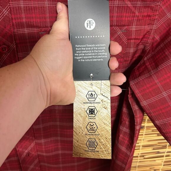 Flatwoods Threads Large (L) NWT Red Plaid Short Sleeve Shirt Mens - Picture 6 of 8